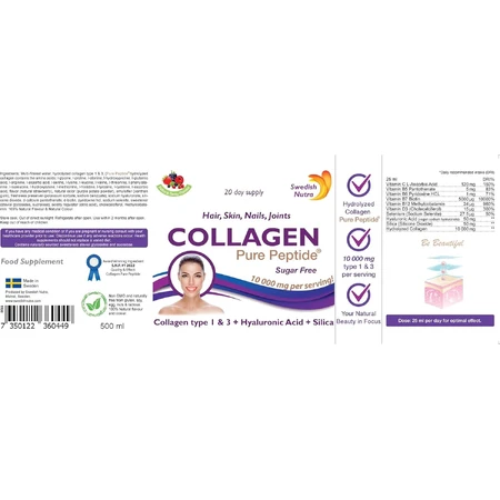 Hidrolizado fluido de colágeno tipo 1 y 3 (10000 mg), 500 ml, Swedish Nutra