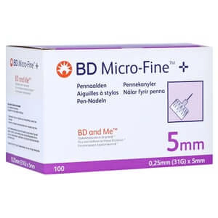 BD Micro-fine+ 5 agujas pluma 0,25x5 mm 100 uds.