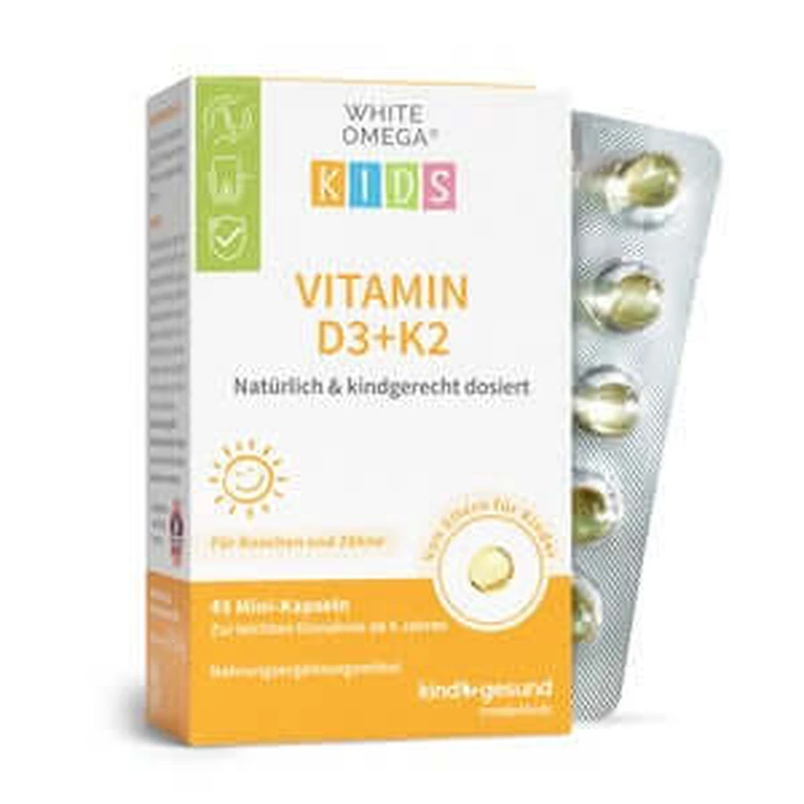 Vitamin D3K2 capsules for children - WHITE OMEGA® Kids 45 pcs.