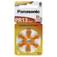 Batterijen voor hoortoestellen Panasonic PR13 6 stuks