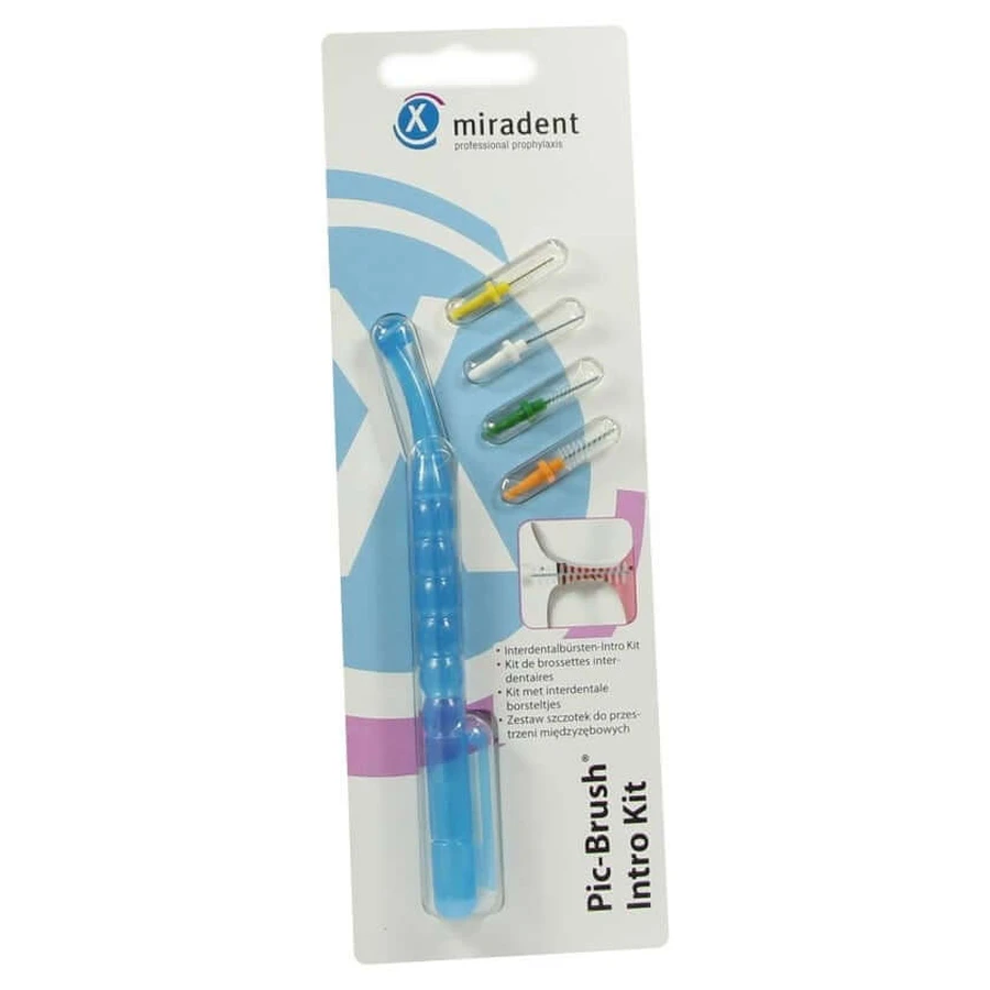 Cepillos interdentales Miradent Pic-Brush Intro Kit azul transparente 1 ud.