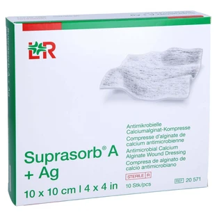 Suprasorb A+ag Antimic.cal.alginaat Compr.10x10 Cm 10 st.
