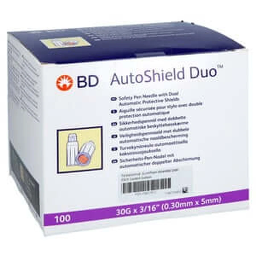 BD Autoshield Duo pluma de seguridad agujas 100 uds.