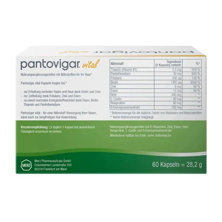 Pantovigar Vitaal 60 Capsules Met Voedingsstoffen Voor Haar