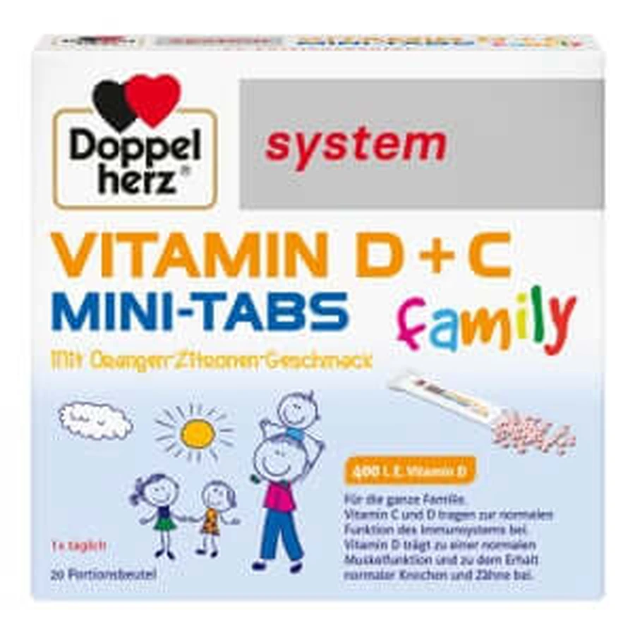 Doppelherz Vitamine D+c Mini-tabs Gezinssysteem 20 St
