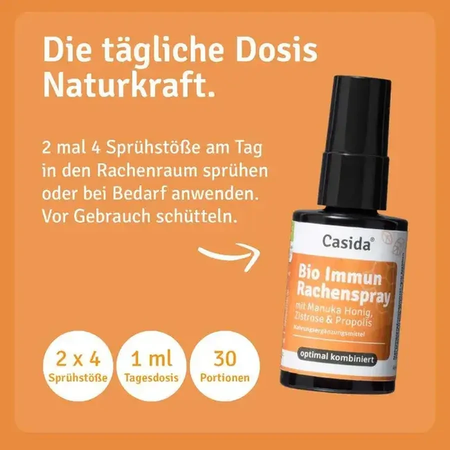 Organic immune throat spray with manuka honey, cistus & propolis 30 ml