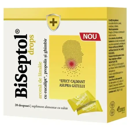 Biseptol Lemon Drops, 20 pieces, Dacia Plant