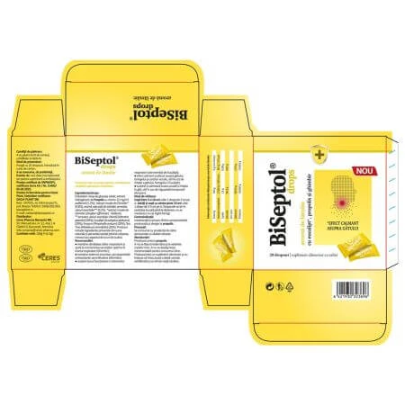 Biseptol Lemon Drops, 20 pieces, Dacia Plant