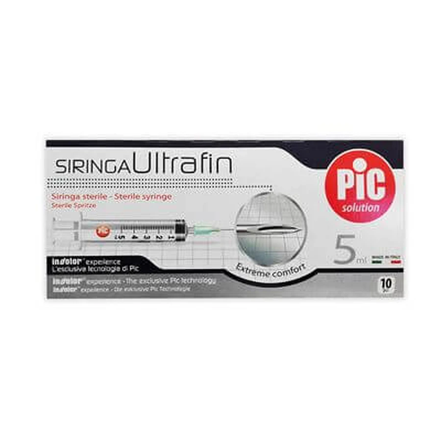 Pic jeringa ultrafina 5 ml aguja 14 10 piezas