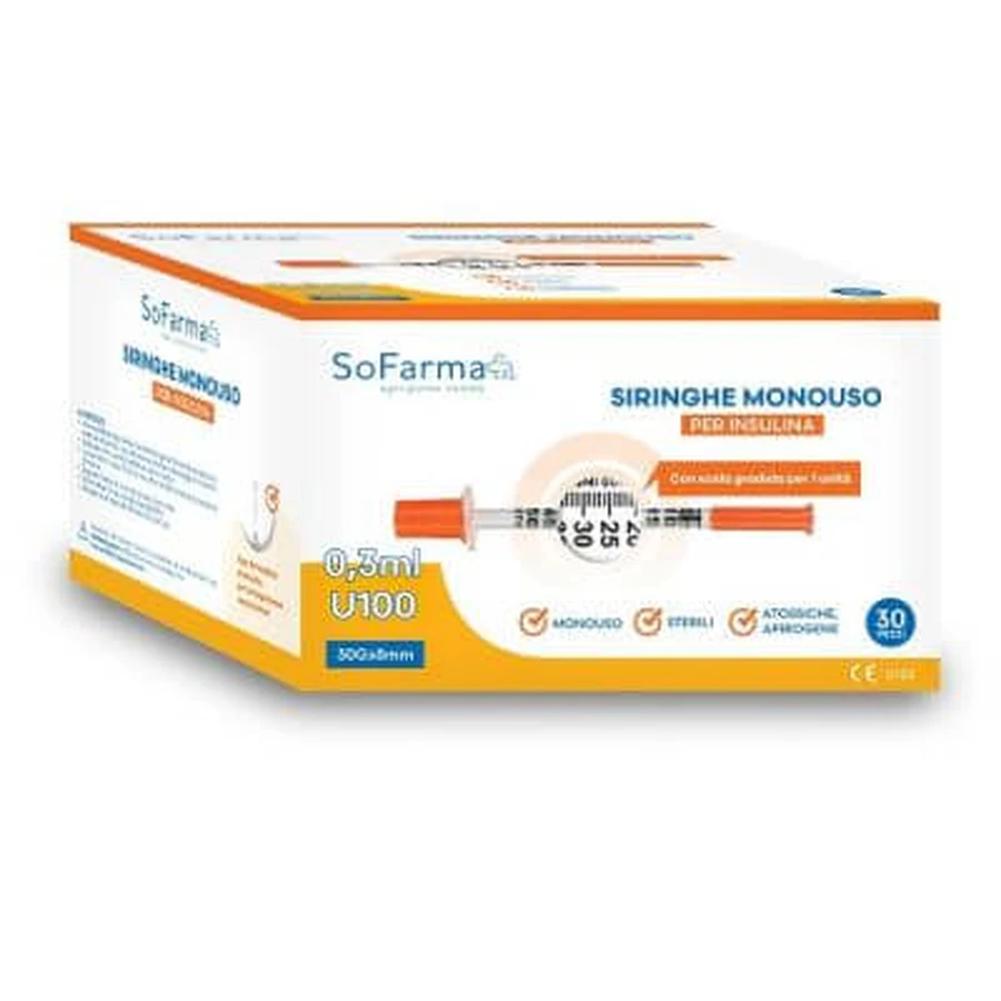 Jeringa insulina 0,3 ml 30 unidades sofarmapiu'