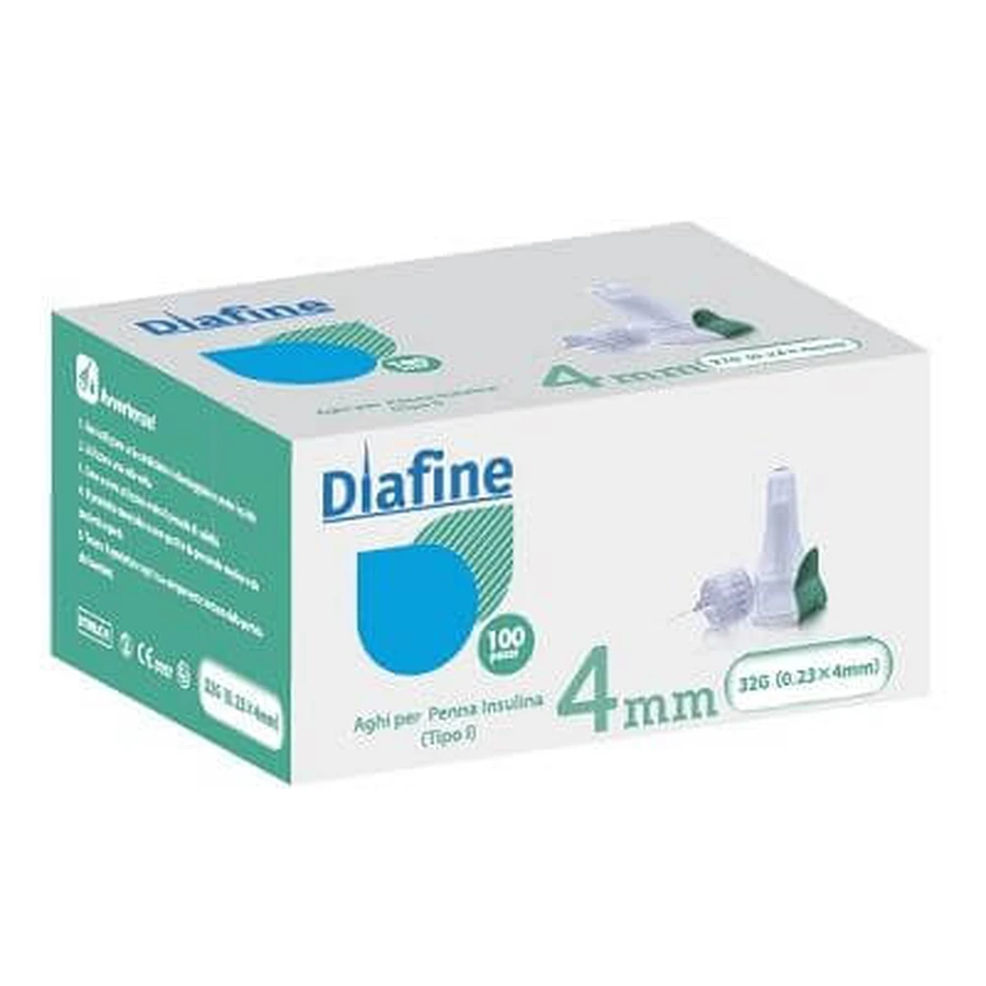 Aguja de punción para insulina diafina 32gx4mm 100 unidades