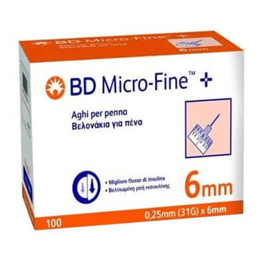 Insulin pen needle bd microfine gauge 31 6mm 100 pieces