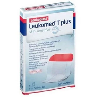 Leukomed t plus skin sensitive waterproof transparent postoperative dressing with silicone adhesive mass 5x7.2cm 5 pieces