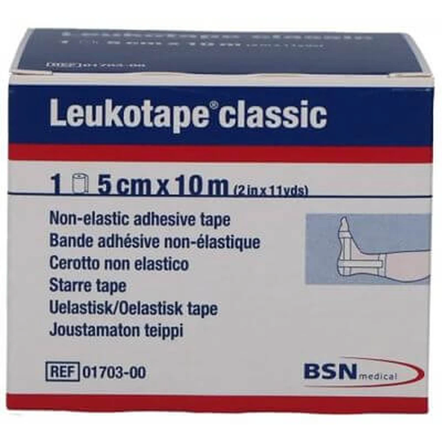 Leukotape vendaje inelástico para vendajes funcionales 5x100 cm