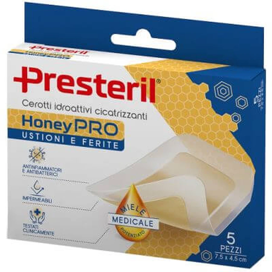 Hydroactive healing patch presteril honeypro 5x7 cm 5 pieces