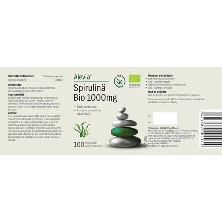 Spirulină Bio 1000 mg, 100 tablets, Alevia