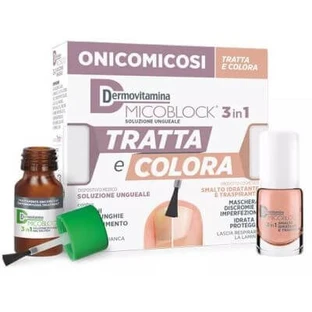 Dermovitamin micoblock 3 w 1 do pielęgnacji i koloryzacji paznokci 7 ml + oddychający nawilżający lakier do paznokci 5 ml