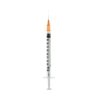 Extrafijne insulinespuit 1ml 100 ui verwijderbare naald 26 gauge 0,45x12 mm 1 stuk