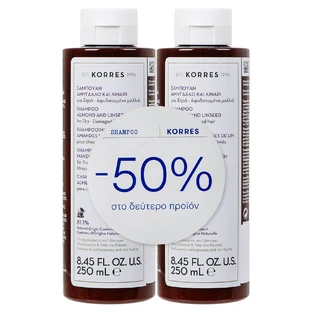 Korres Almond Flax Shampoo For Dry Dehydrated Hair 2x250ml