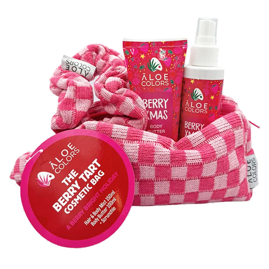 Aloe+ Colors The Berry Tart Kosmetiktasche mit Hair & Body Mist 150ml, Body Butter 100ml & Scrunchie