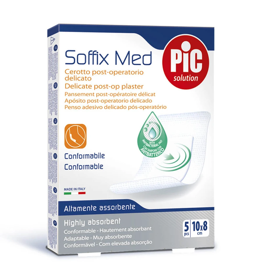Pic Soffix Med 10x8cm 5pcs Sterile Adhesive Adhesive Strip