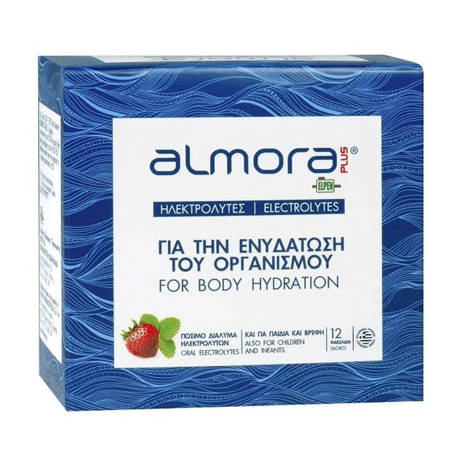 Almora Plus Drinking Electrolyte Solution Strawberry flavoured 12sach x 4gr