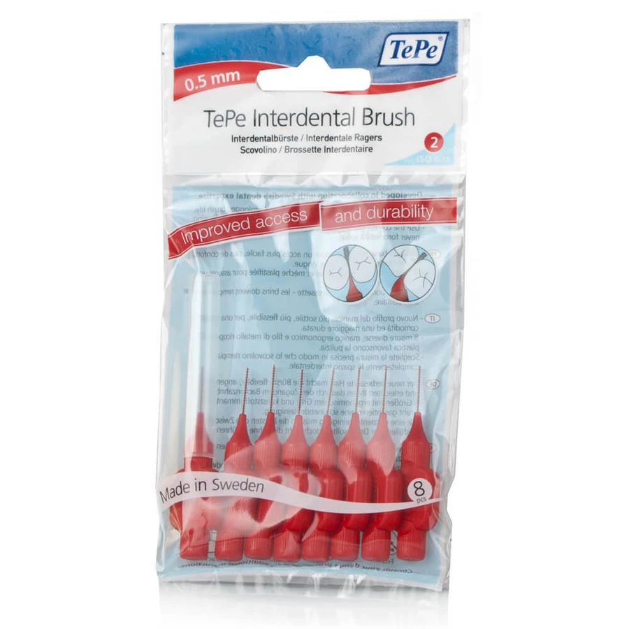 TePe Intermediate Brushes XX-Fine 0,5 mm Red 8pcs
