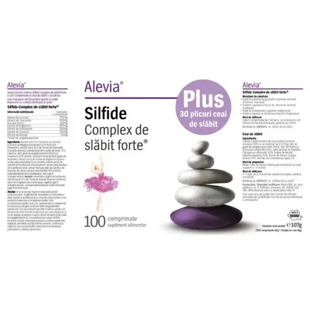 Abnehmkomplex Forte Silfide, 100 Tabletten + Abnehmtee, 30 Dosen, Alevia