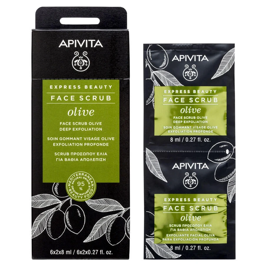 Apivita Express Beauty Face Scrub with Olive for Deep Exfoliation 2x8ml