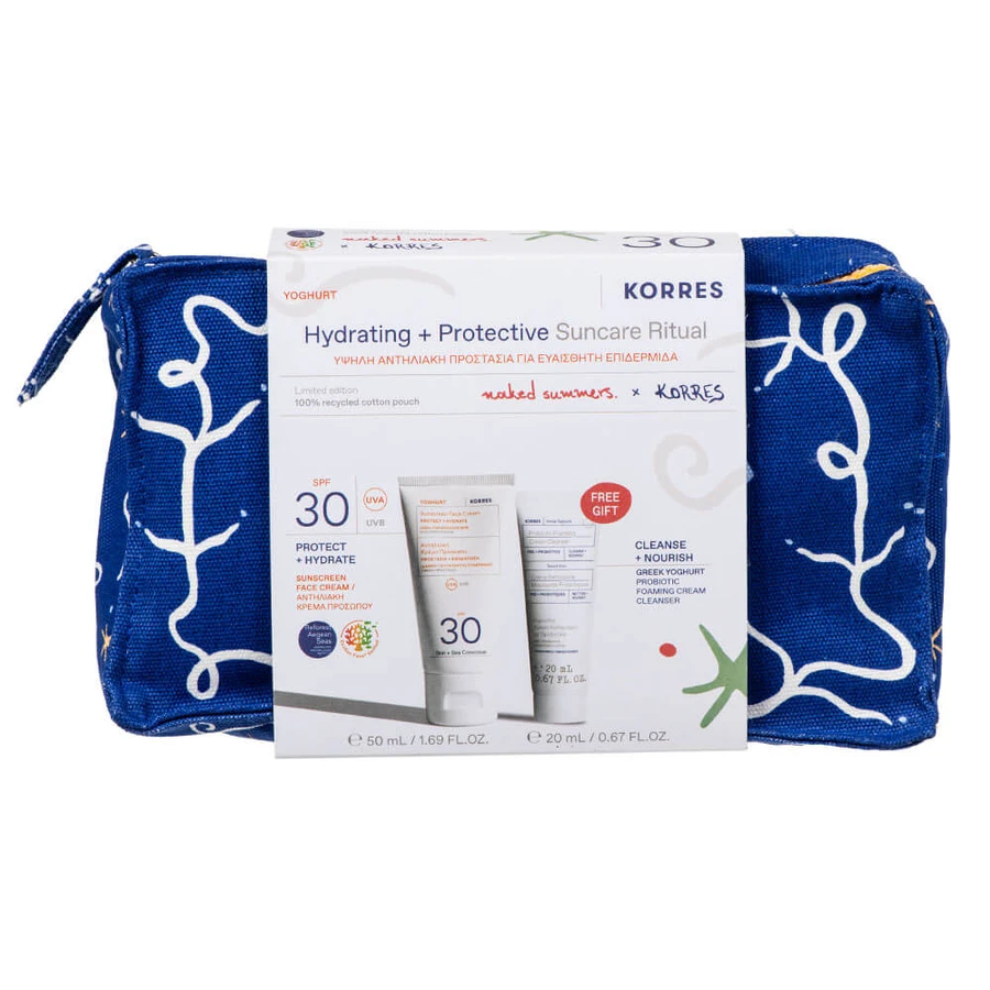 Korres Promo Pack Sunscreen Face Cream Yoghurt SPF30 50ml & FREE Greek Yoghurt Probiotic Foaming Cream Cleanser 20ml