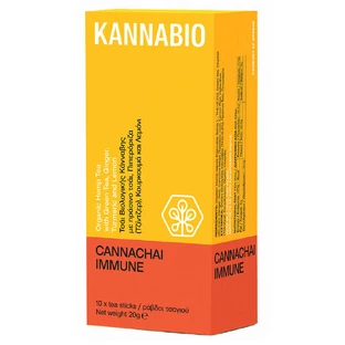 KannaBio Kannachai Immune Organic Hemp Tea with Green Tea, Ginger, Turmeric & Lemon 10sticks