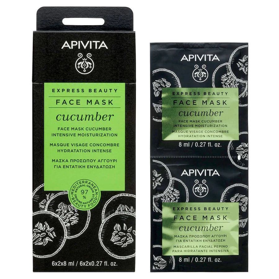 Apivita Express Beauty Intensive feuchtigkeitsspendende Gesichtsmaske mit Gurke 2x8ml
