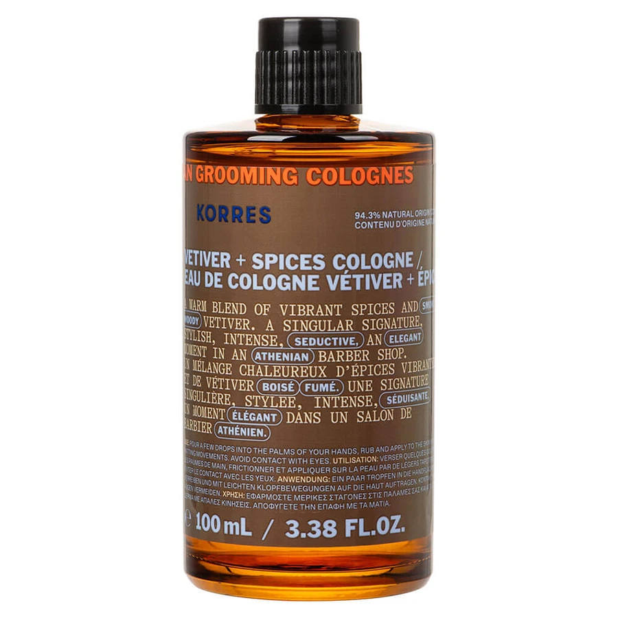 Korres Athenian Grooming Vetiver & Spices Eau de Cologne pour Homme 100ml