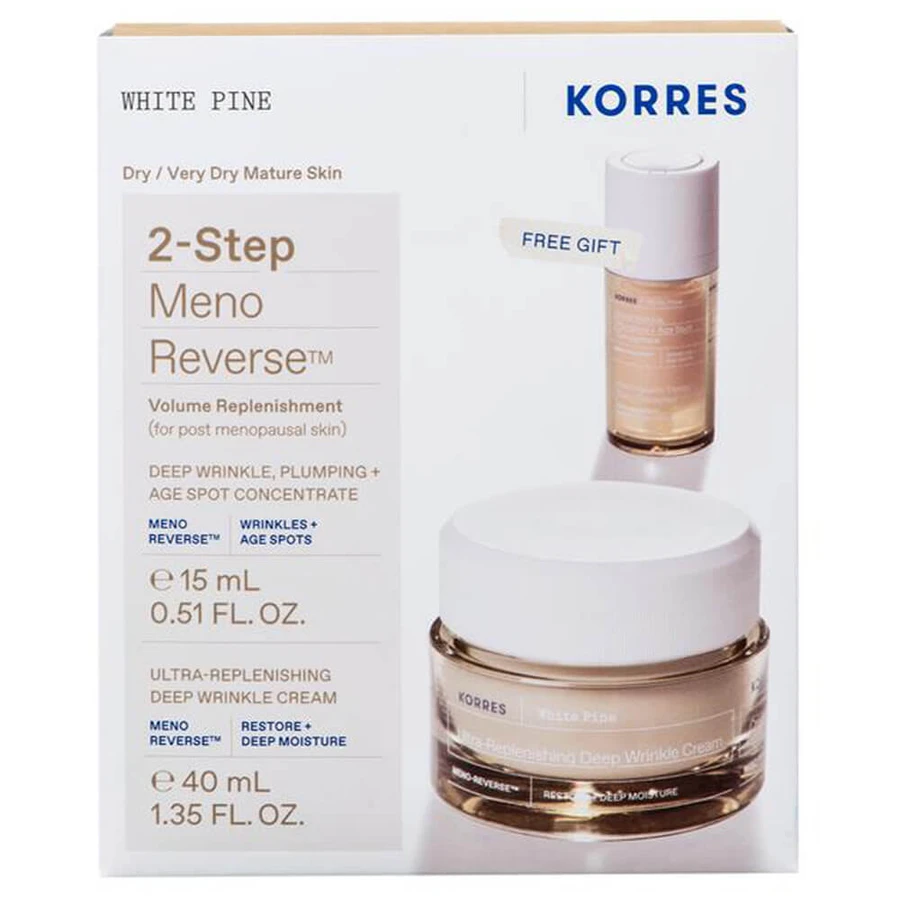 Korres Promo Pack White Pine Volume Replenishing Day Cream for Dry Skin 40ml & FREE Face Serum 15ml