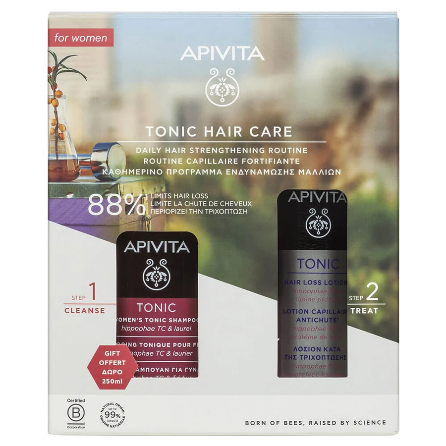 Apivita Promo Pack Tónico Cuidado Capilar Mujer con Loción Anticaída 150ml & GRATIS Champú Tónico Mujer 250ml