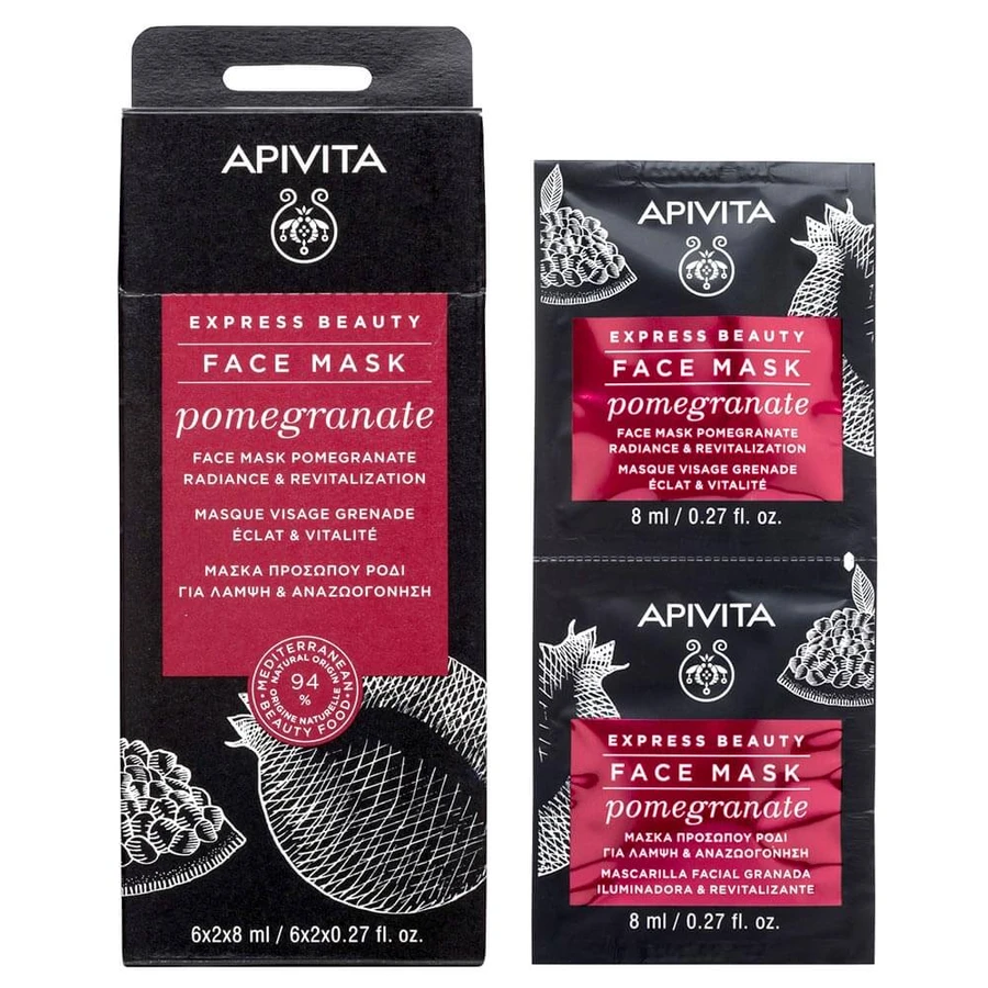 Apivita Express Beauty Gezichtsmasker Verjongend & Glanzend met Granaatappel 2x8ml