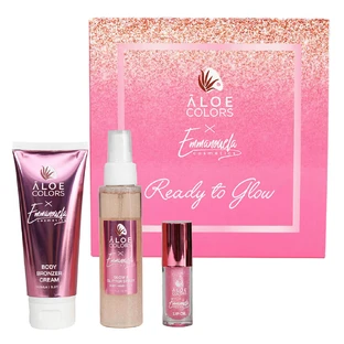 Aloe+ Colors Emmanouela Cosmetics Ready to Glow Set met Golden Body Bronzer Cream 100ml, Secret Glow & Glitter Spray 100ml & Lip Oil 10ml