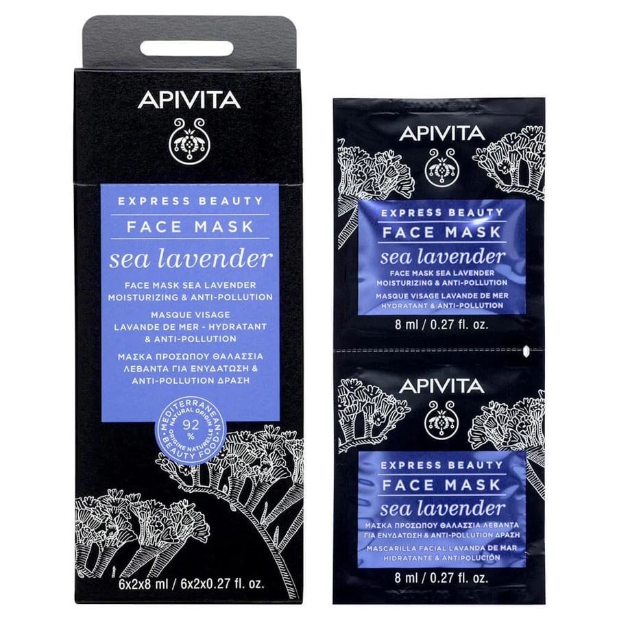 Apivita Express Beauty Gesichtsmaske mit Meereslavendel für Hydratation & Anti-Pollution Wirkung 2x8ml