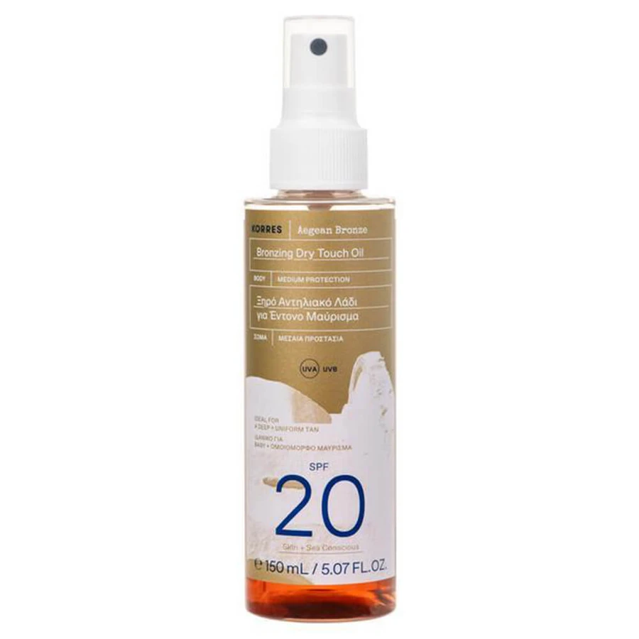 Korres Egeïsche Bronzing Dry Touch Oil voor Intensieve bruining SPF20 150ml