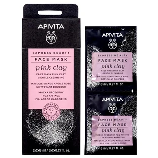 Apivita Express Beauty Mascarilla facial con arcilla rosa para una limpieza suave 2x8ml