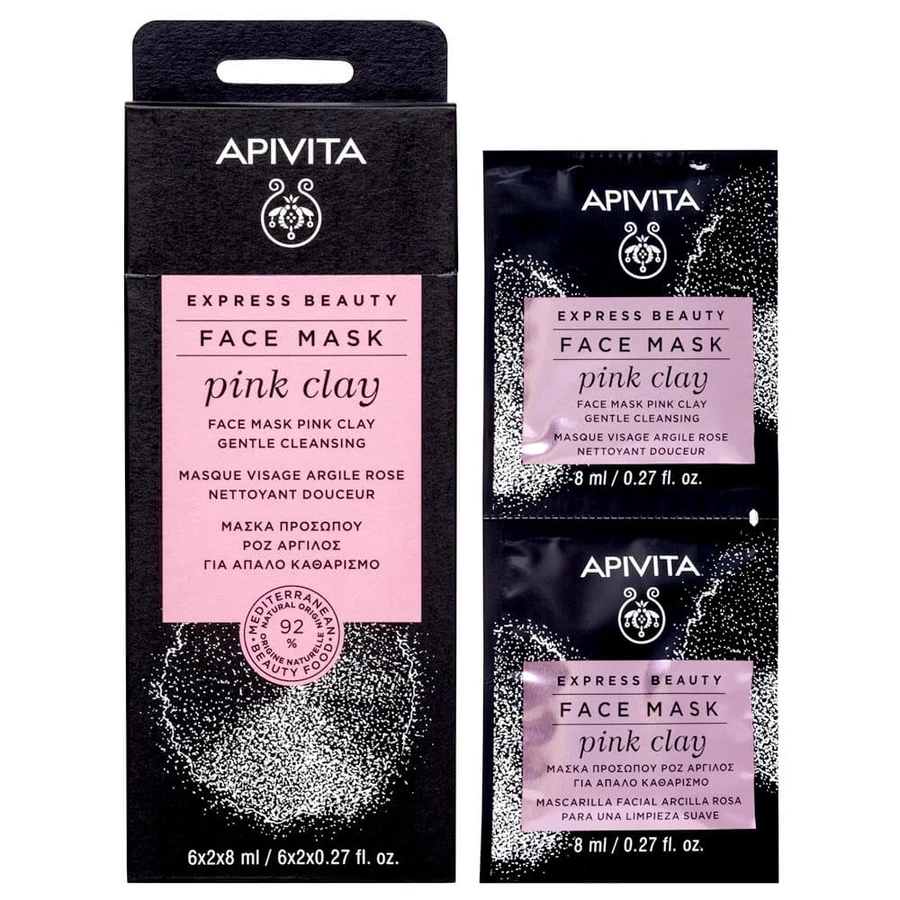 Apivita Express Beauty Mascarilla facial con arcilla rosa para una limpieza suave 2x8ml