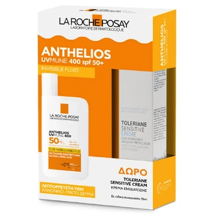 La Roche Posay Promo Pack Anthelios UVMune 400 Fluido Invisible SPF50+ 50ml & GRATIS Toleriane Crema Sensitive 15ml