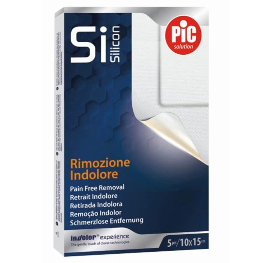Pic Silicona 10x15cm 5pcs Estéril Autoadhesiva Indolora Gasa Removedora