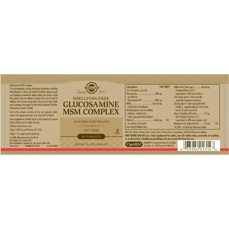 MSM-Glucosamin-Komplex, 60 Tabletten, Solgar