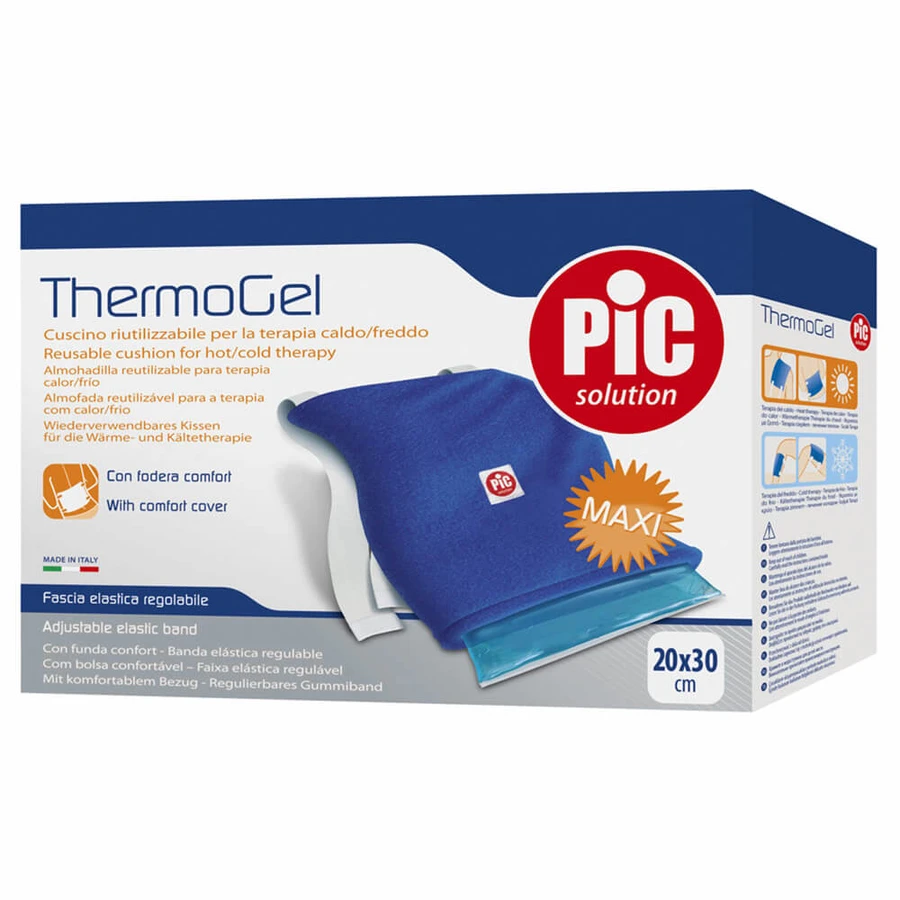 Pic Thermogel 20x30cm Mehrzweck-Kissen für Wärme- und Kältetherapie mit Stoff und elastischem Band