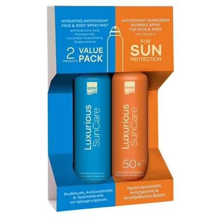 Luksusowy zestaw kosmetyków do opalania z Invisible Spray Face & Body SPF50 200ml i mgiełką do twarzy i ciała 200ml: ceny i cechy