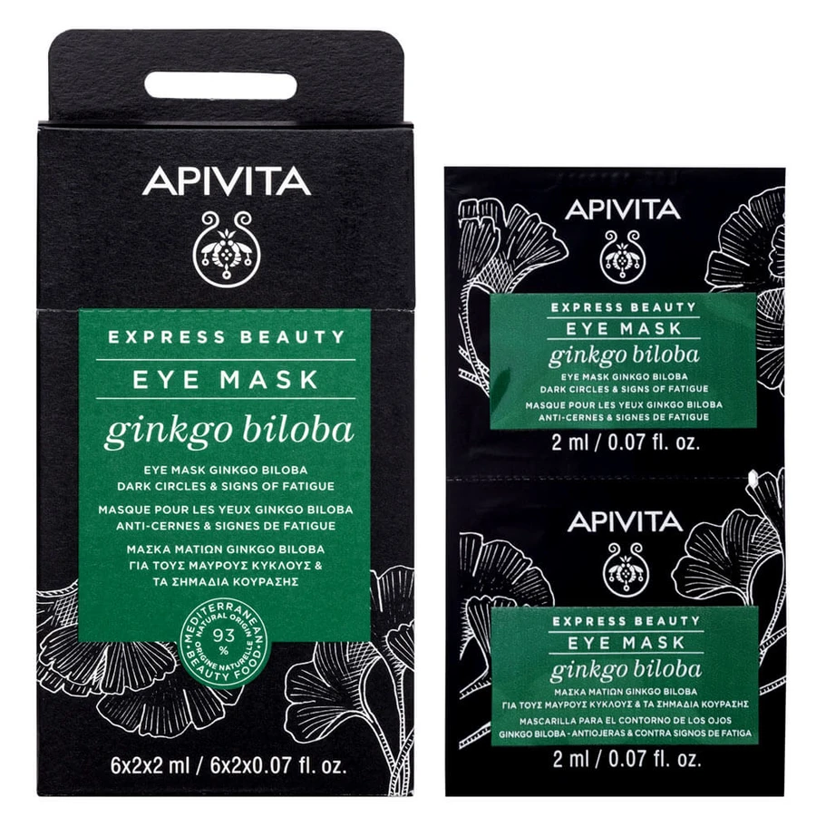 Apivita Express Beauty Eye Mask For Black Circles & Bags With Ginkgo Biloba 2x2ml
