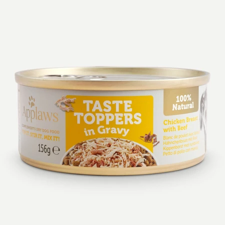 APPLAWS Taste Toppers, XS-XL, Huhn und Rind, getreidefreies feuchtes Hundefutter in Dosen, (in Sauce), 156g