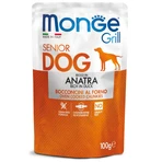MONGE Grill Senior, XS-XL, Duck, sachet moist senior dog food, (in own juice), 100g