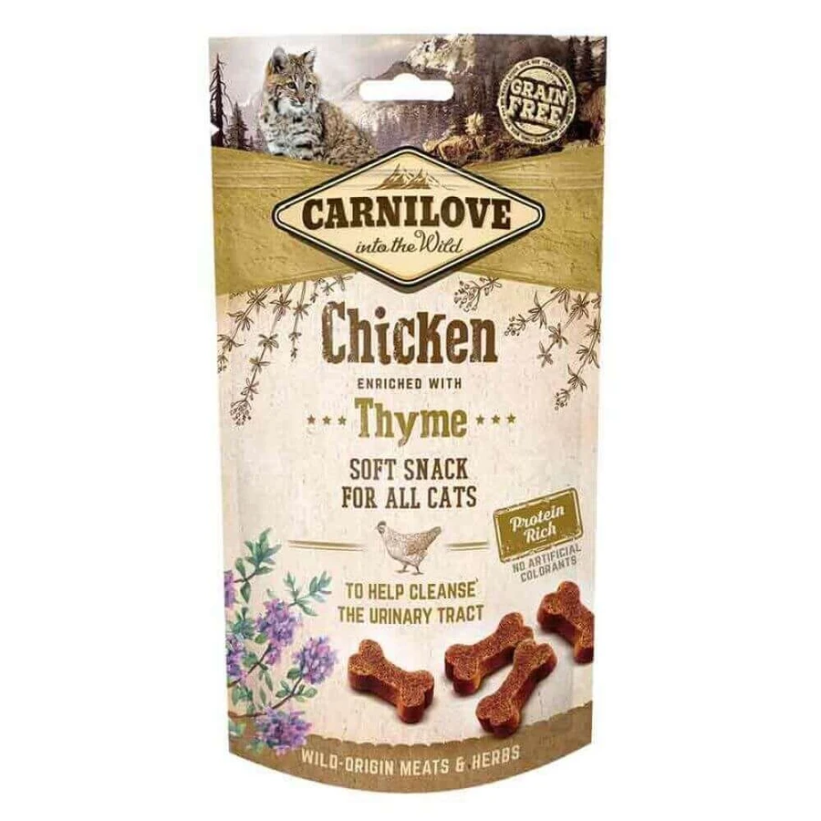CARNILOVE Semi Moist Snack, Chicken with Thyme, cereal-free functional rewards for cats, urinary sensitivities, 50g